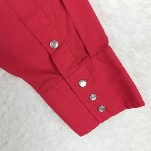 Northern Plains Mens Shirt Western Button Down Pearl Snaps Red Long Sleeve 16 33 - Picture 11 of 13
